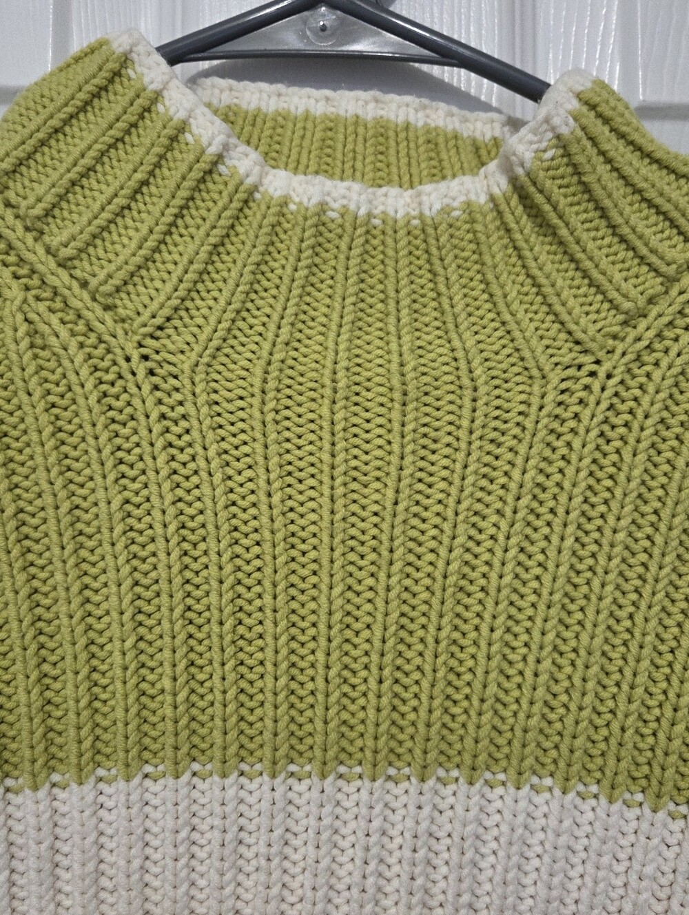 VTG 2005 Tommy Hilfiger Chunky Ribbed Knit Mock Neck Stripe Sweater Size Medium - Picture 3 of 8